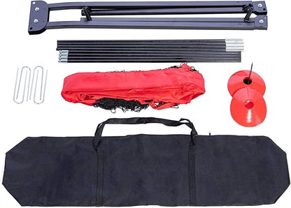Portable Soccer Goal Set: 12x6 ft Soccer Goal for Backyard Practice and 12 Soccer Cones | Soccer Equipment for Training | for Outdoor Play w Knotless Net, 12 Sport Cones