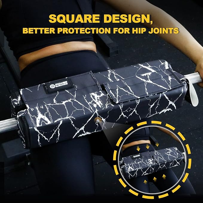 POWER GUIDANCE Square Hip Thrust Pad Barbell Squat Pad Protective Pad for Barbell Bench Press, Barbell Hip Thrusts, Weight Lifting, Squats, Lunges - Fit Standard and Olympic Bars