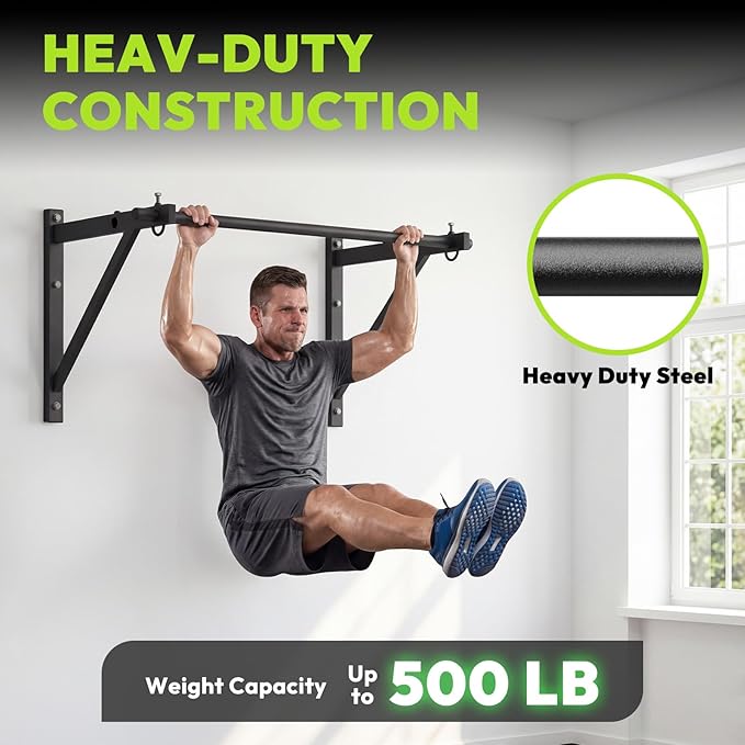 Pull Up Bar for Doorway and Wall Mount - Chin Up Bars for Home Gym, 36‘’/52‘’ in Upper Body Workout Equipment with 500 lbs Capacity, Portable Thickened Steel Construction, Joist Mounted