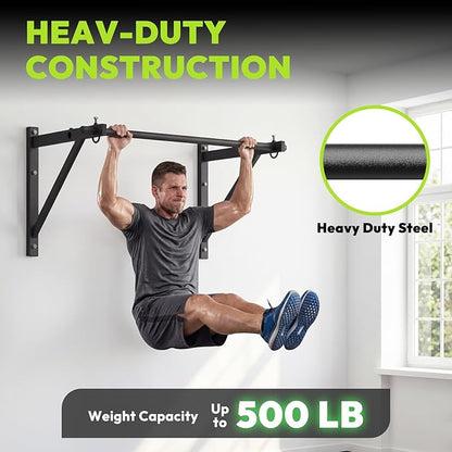 Pull Up Bar for Doorway and Wall Mount - Chin Up Bars for Home Gym, 36‘’/52‘’ in Upper Body Workout Equipment with 500 lbs Capacity, Portable Thickened Steel Construction, Joist Mounted