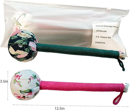 Mugwort Massage Hammer, Massage Tools Back, Shoulder & Body - Handheld Percussion Therapy Tool with US Design Patent, (Toffee Pink, Olive Green)
