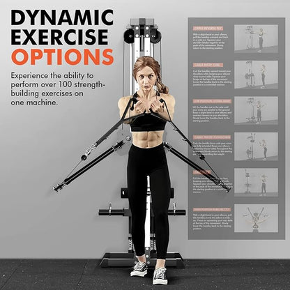 GMWD Cable Machine Home Gym, Wall Mounted Cable Machine with Dual Swivel Arms and 22 Adjustable Positions, All-in-One Cable Crossover Machine for Home Gym, Black