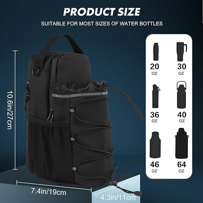 Magnetic Gym Bag & Water Bottle Holder for Men & Women | Fits 20oz to 64oz Bottles | Crossbody Sling with 4 Strong Magnets | Waterproof 900D Fabric with Phone & Key Pockets for Fitness, Gym & Sports