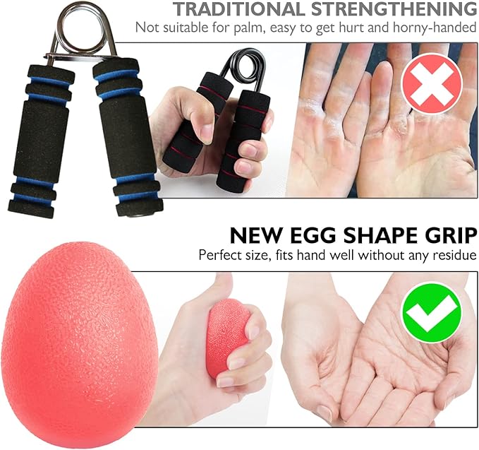 Peradix Hand Grip Strength Trainer, Stress Relief Ball, Wrist Rehab Therapy Hand Grip Equipment Ball Squishy Tools - Set of 3 Finger Resistance Exercise Squeezer