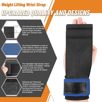 Wrist Straps for Weightlifting, Dual-Layer Leather Lifting Straps for Deadlifts and Powerlifting with Adjustable Neoprene Padded Wrist Wraps Support, Gym Lifting Straps for Men and Women (Pair)