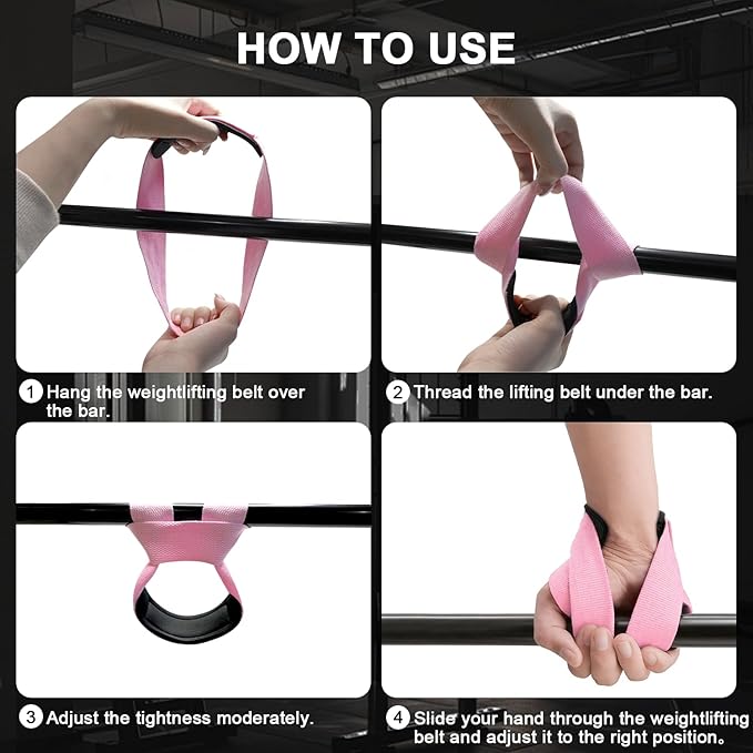 Weight Lifting Straps Anti-Slip Padded Wrist Wraps - Heavy Duty Gym Wrist Support for Deadlift Powerlifting Strength Training - Universal Fit for Men Women