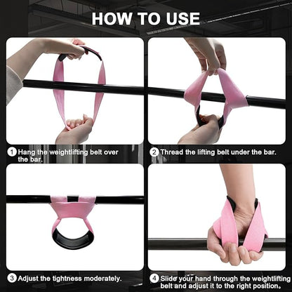 Weight Lifting Straps Anti-Slip Padded Wrist Wraps - Heavy Duty Gym Wrist Support for Deadlift Powerlifting Strength Training - Universal Fit for Men Women