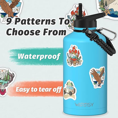 87oz Insulated Water Bottle (Cold for 48 Hrs),BPA Free&Leak Proof,1.5 Gallon Stainless Steel Water Flask,Water Jug with Straw Spout Lids for Gym,Hiking,Camping,Sky Blue