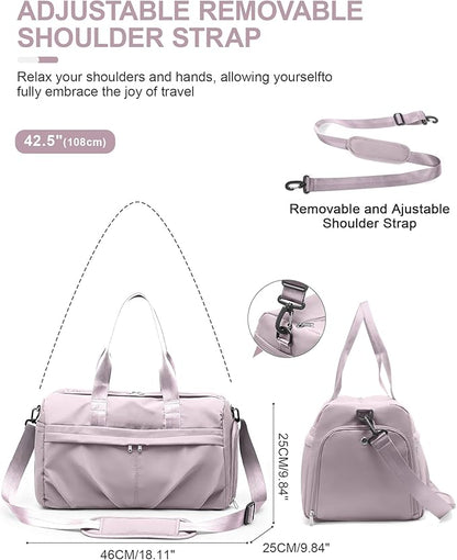 Gym Bag for Women Duffle Bag with Shoe Compartment Yoga Mat Bag Sports Workout Bag Weekend Overnight Bag, Light Pink