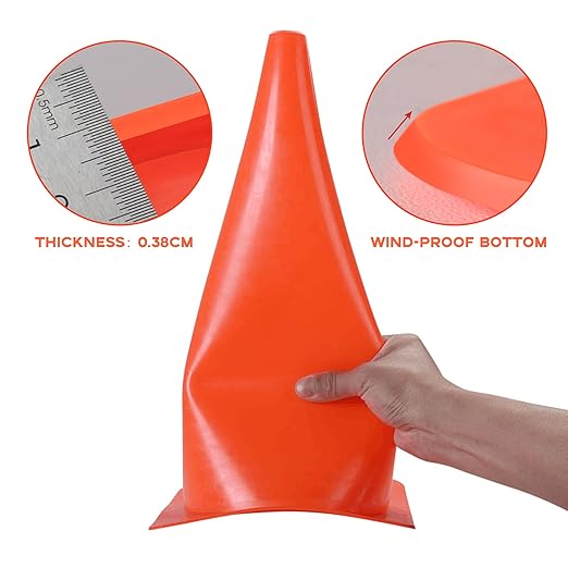 15 Inch Traffic Safety Cones, [7 Pack] Orange Parking Cones Training Cones, Plastic Cones for Indoor/Outdoor Activity & Festive Events