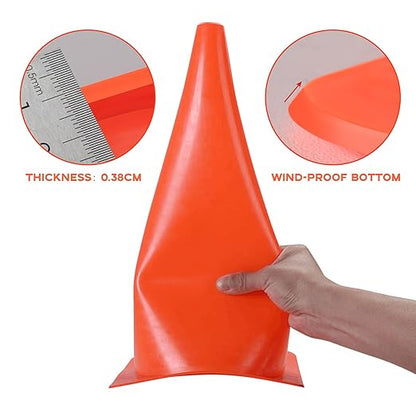 15 Inch Traffic Safety Cones, [7 Pack] Orange Parking Cones Training Cones, Plastic Cones for Indoor/Outdoor Activity & Festive Events
