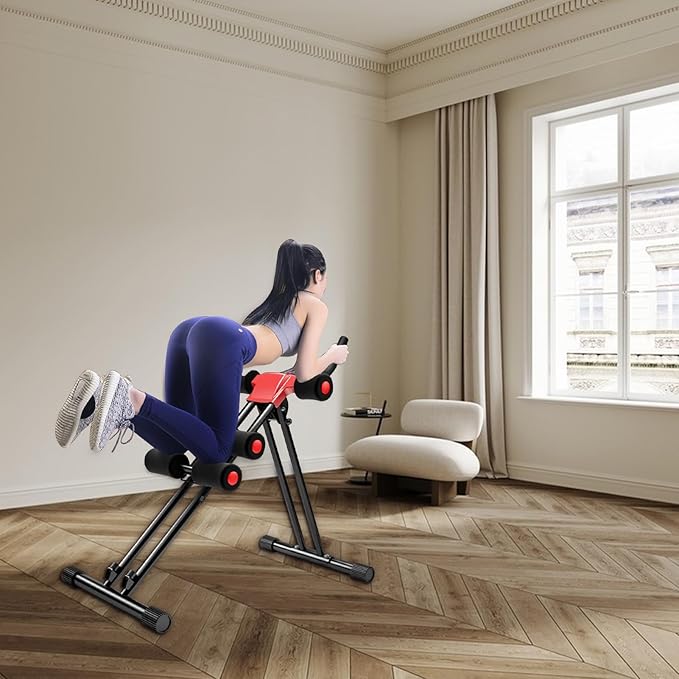 Ab Crunch Coaster,Ab Workout Equipment,Abdominal Roller,Core & Abdominal Trainers,Foldable Sit Up Bench for Home Gym,Strength Training Exercise Equipment for Body Shaping,Foldable Waist