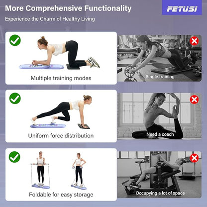 Pilates Board,Foldable Pilates Reformer Sets with Timer,Multifunctional Abdominal Pilates Board for Home Workout Equipment,Portable Ab Board Trainer Pilates Exercise Machine, Pilates Board for Women