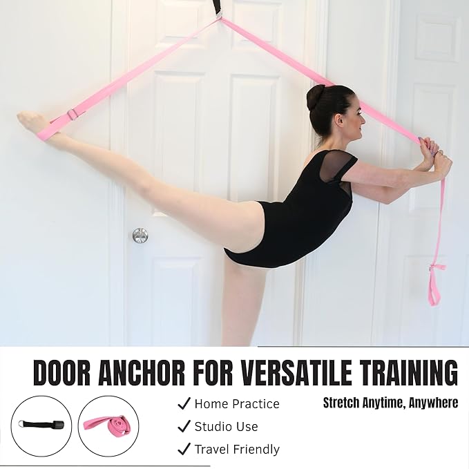 Danzcue Ballet Stretch Strap Set – Professional Dance Flexibility Trainer with Door Anchor, Extra Long Non-Slip Stretching Bands for Ballet, Jazz, Contemporary & Gymnastics