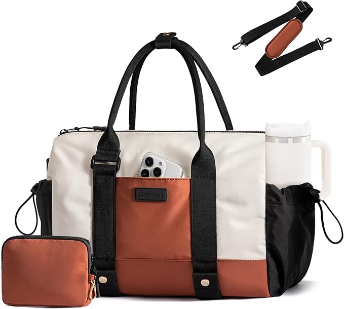 LOVEVOOK Small Gym Bag for Women with Yoga mat Holder, Mini Duffle Bag for Travel with Wet Pocket, Overnight Personal Item Bags, Lightweight Carry on Weekender Duffel for Workout, Dance, Ballet