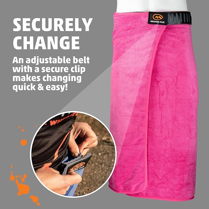 Orange Mud Transition & Seat Wrap V2.0 – Hot Pink Car Seat Cover, Changing Kilt & Quick-Dry Towel – Secure Wrap for Runners, Cyclists, Triathletes, Gym & Outdoor Use