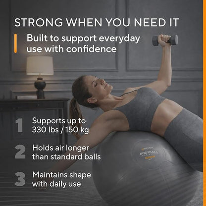 MANTRA SPORTS Exercise Ball – Yoga Ball for Pilates & Fitness - Birthing for Pregnancy, Stability, Core, Balance, Therapy for Physical Rehab, Workout for Home Gym & Office Chair, Fast Pump Included