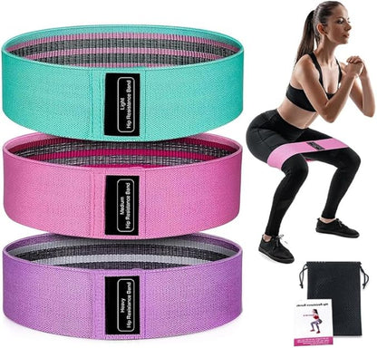 Premium Fabric Resistance Bands Set for Women (3-Pack or 6-Pack) – Non-Slip Workout Bands for Glutes, Legs & Hips – Elastic Booty Bands with Carry Bag, Ideal for Home Fitness, Yoga & Pilates