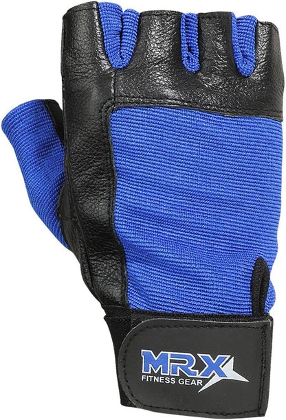 MRX Weight Lifting Leather Gloves Gym Fitness Training Glove with Long Wrist Strap