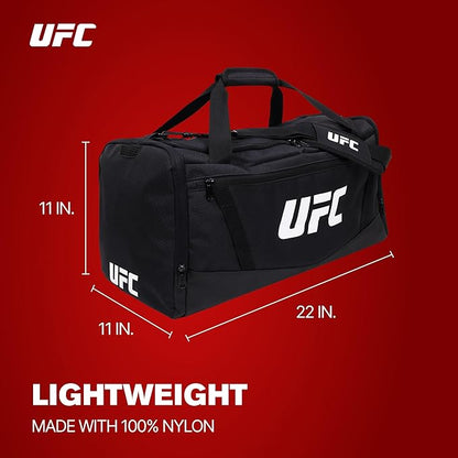 UFC Gym Bag, 22 Inch Carry On Large Travel Duffel Bag for Men and Women, Shoe Compartment, MMA Workout Equipment and Sports Accessories, Black