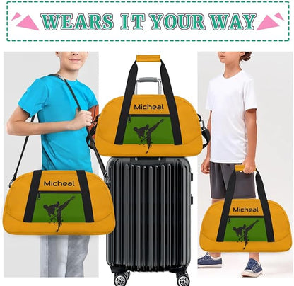 Personalized Martial Art Bag Duffel Bag for Boys Girls, Custom Taekwondo Karate Bag for Travel Weekender Practice Yellow