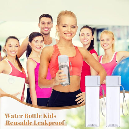 Mifoci 20 Pieces Water Bottle Bulk 17 oz Plastic Water Bottles Bulk Gym Sports Adults Reusable Large Drinking Cups for Outdoor Fitness(White,Rectangle)