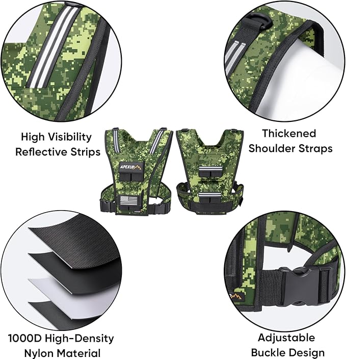 APEXUP Adjustable Weighted Vest Men 20lbs/30lbs/40lbs Weights with Reflective Stripe, Weight Vest Woman Workout Vest for Strength Training Running Walking