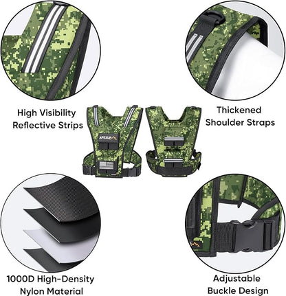 APEXUP Adjustable Weighted Vest Men 20lbs/30lbs/40lbs Weights with Reflective Stripe, Weight Vest Woman Workout Vest for Strength Training Running Walking