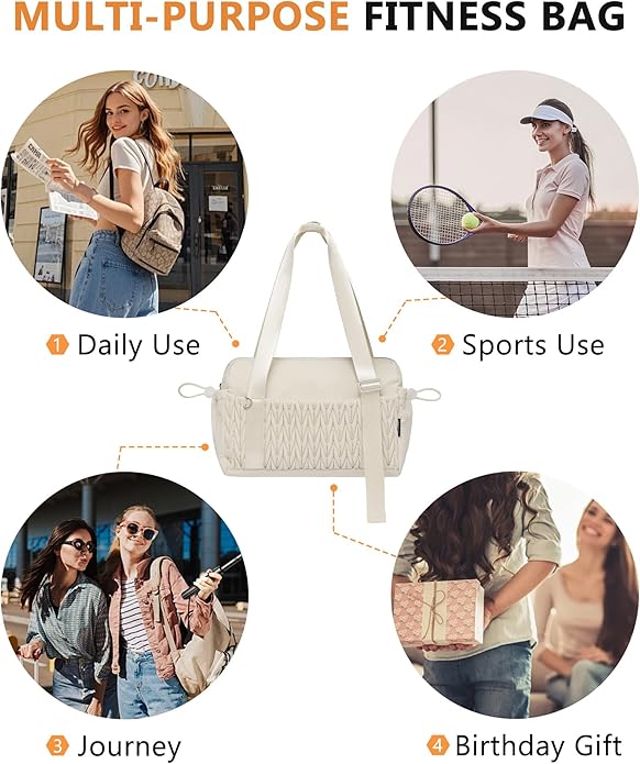 Small Gym Bag for Women Quilted Mini Tote with Wet Compartment and Coin Purse, Cute Duffle Bag for Girls Workout Sport Travel