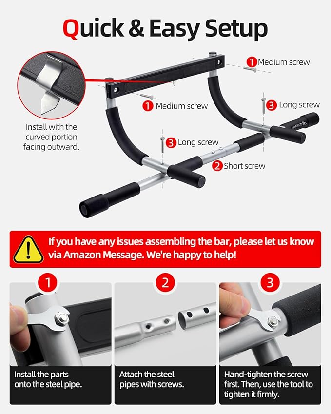Abahub Home Pull Up Bar - Doorway Mount for Apartments | 265lb Heavy-Duty Strength Trainer | Multi-Grip Space Saver