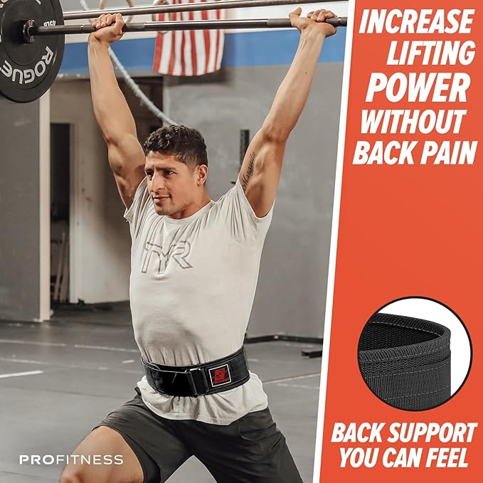 ProFitness 4 Inch Wide Weight Lifting Belt | Workout Belt - Men's Lifting Belt (Black/Red, X-Large)