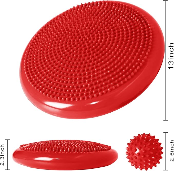 Wobble Cushion, Balance Disc, Wiggle Seat, Balance Pads for Physical Therapy, Stability Disc, Wobble Board for Dogs, Office, Sensory Kids, Classroom with Spiky Massage Ball