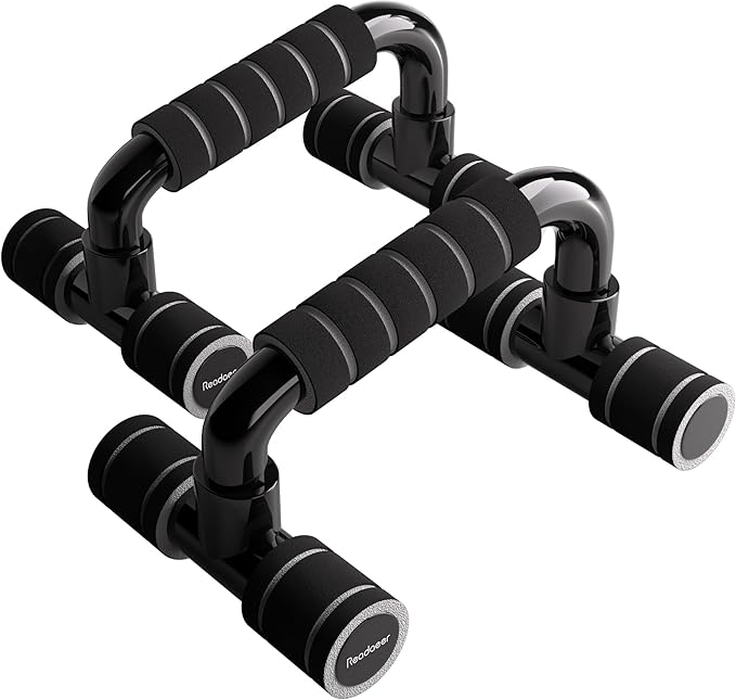 READAEER Push Up Bars Gym Exercise Equipment Fitness 1 Pair Pushup Handles with Cushioned Foam Grip and Non-Slip Sturdy Structure Push Up Bars for Men & Women