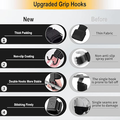 Lifting Hooks for Weight Lifting, 1 Pair 330 LB Weight Lifting Wrist Wraps Heavy Duty Gym Lifting Straps Hook for Barbell, Deadlifts, Pull-Ups, Strength Training, Wrist Protection, for Men & Women