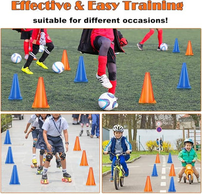 Cones Sports 9 Inch, 15 Pack Training Cones for Soccer Practice, Agility Field Cone Set for Drills Football Basketball, Plastic Cones for Outdoor Indoor Games