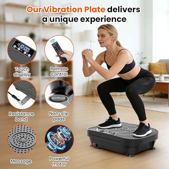 AXV Vibration Plate Fitness Platform Exercise Machine Vibrating Shaking Full Body Shaker Workout Vibrate Stand Shake Board Sport Gym for Weight Loss Fat Burner for Women Men