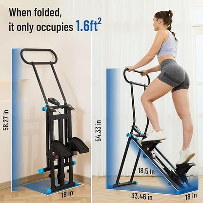 HXD-ERGO Stair Stepper for Home, New Version 6 Adjustable Resistance Vertical Climber Cardio Exercise Machine, Folding Stair Climber for Full Body Workout with Adjustable Handlebar
