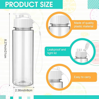 Mifoci 20 Pieces Water Bottle Bulk 17 oz Plastic Water Bottles Bulk Gym Sports Adults Reusable Large Bottles with Leak Proof Flip Top for Party Outdoor (White)