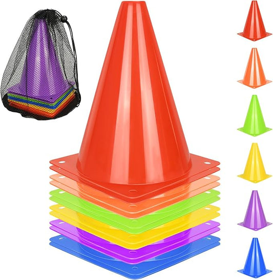 12/24/50pcs Soccer Cones, 7" Soccer Cones, Plastic Traffic Cones, Training Cones for Basketball Football Skating Drills Practice