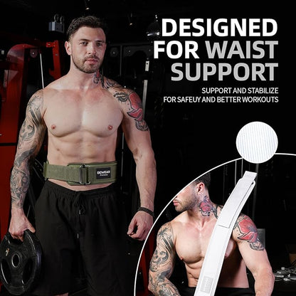 Durable Weight Lifting Belt, 4'' Wide Gym Belt for Bodybuilding, Powerlifting, Squats, Deadlift - Provides Lumbar Support & Stability for Men & Women (White, L)