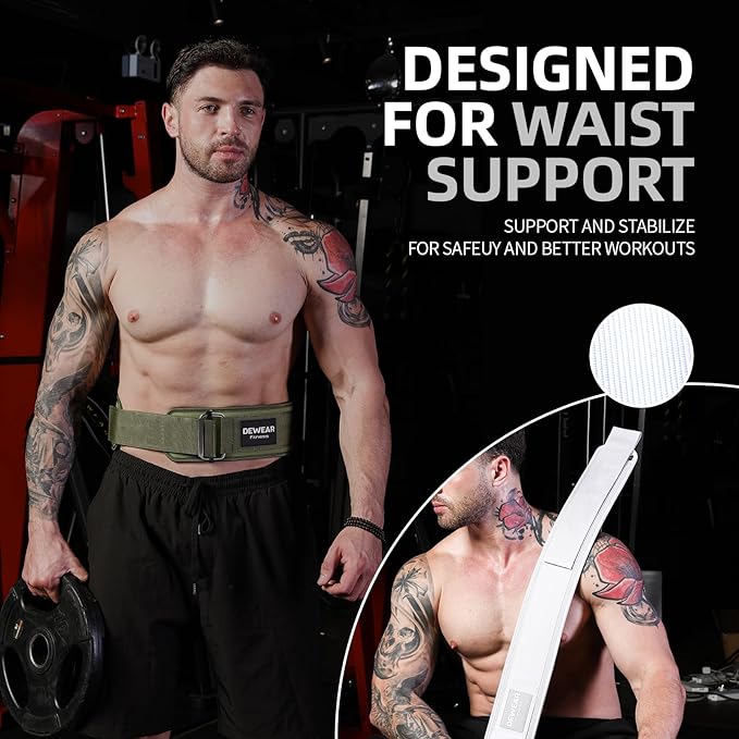 Durable Weight Lifting Belt, 4'' Wide Gym Belt for Bodybuilding, Powerlifting, Squats, Deadlift - Provides Lumbar Support & Stability for Men & Women