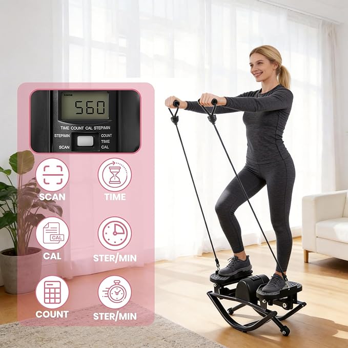 Steppers for Exercise at Home, Stepper Exercise Machine with 300 lbs Weight Capacity Abs Workout for Slim Waist and Core Ab Exercise, Noiseless Home Gym Equipment for Women Men