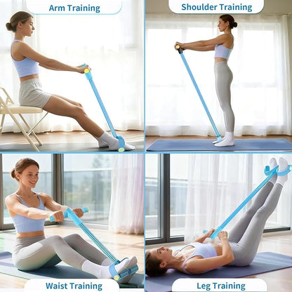 21Fitness Resistance Bands-6 Tube Pedal Ankle Puller with 8 Shape Resistance Band,Multifunction Tension Rope, for Strength Training, Tummy, Waist, Arm, Leg Slimming, Home Gym Exercise Equipment