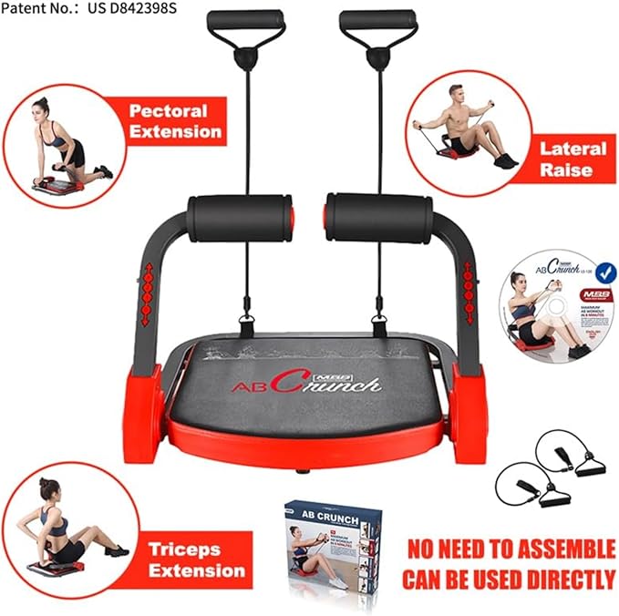 Ab Machine Ab Workout Equipment Sit Up Machine & Exercise Equipment Ab Crunch Machine for Stomach Workout Ab Core Trainer Abdominal Machine for Home Gym with Resistance Bands