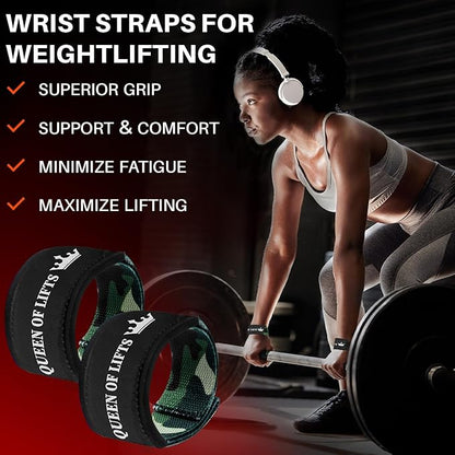 TECEUM Lifting Straps for Weightlifting Gym Strength Training - Wrist Straps with Neoprene Padded Cotton - Men & Women – Ideal for Powerlifting, Bodybuilding & Deadlifts