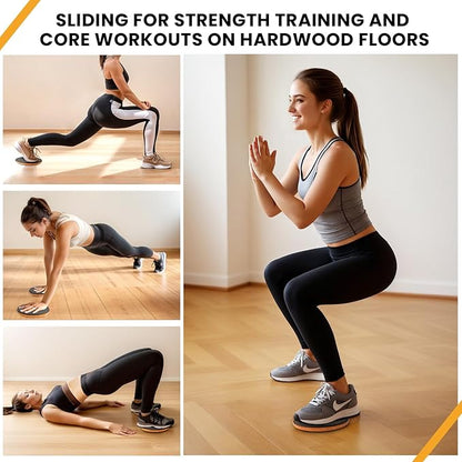 MUYOS Sliders for Working Out, Floor Sliders for Exercise, Sliding Discs for Hardwood Floors – Core and Strength Training, Protects Floors, Ideal for Home Gym Fitness