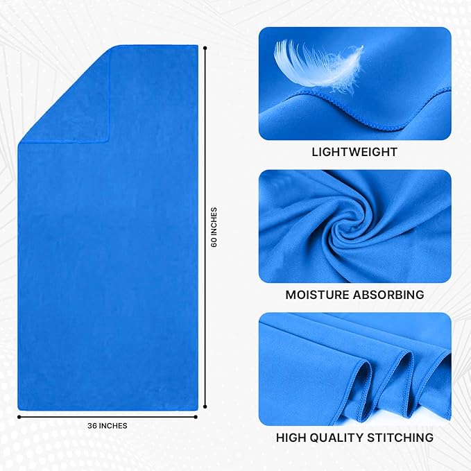 Wet Work Microfiber XL Bath Towels Oversized (60”x36”), Thin & Lightweight, Super Absorbent, Quick Dry, Ultra-Soft, Lint Free, Compact, Perfect for Pool, Bath Towels for Bathroom, Fast Drying Towel