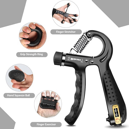 Grip Trainers, Including Forearm Strengtheners, Finger Trainers, Mechanical Counting Grips, Grip Balls, Hand Grippers, Strengthening Devices for Strength Training, Grip Improvement and Hand Exercises (5-Pack)