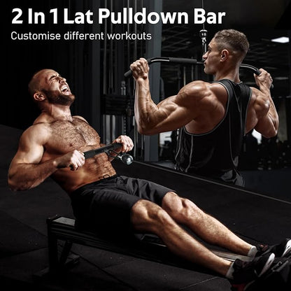RENRANRING Pulley System, Weight Cable Pulley System for Home Gym,Cable Machine Attachment with 2 in 1 LAT Pull Down Bar,Tricep Rope,Long Strap,Exercise Handles for Biceps Curl, Forearm