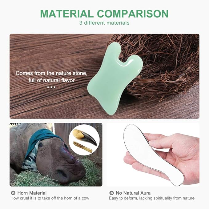 airogym Guasha Massage Tool，Natural Stone Gua Sha Board, 4PCS Guasha Stone Scraping Massage Sets for SPA Acupuncture Physical Therapy Muscle Knots Facial Caring Point Treatment Lymphatic Drainage